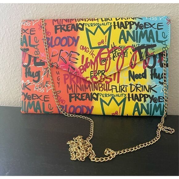 No Brand Handbags - Graffiti Cross Chain Body Clutch